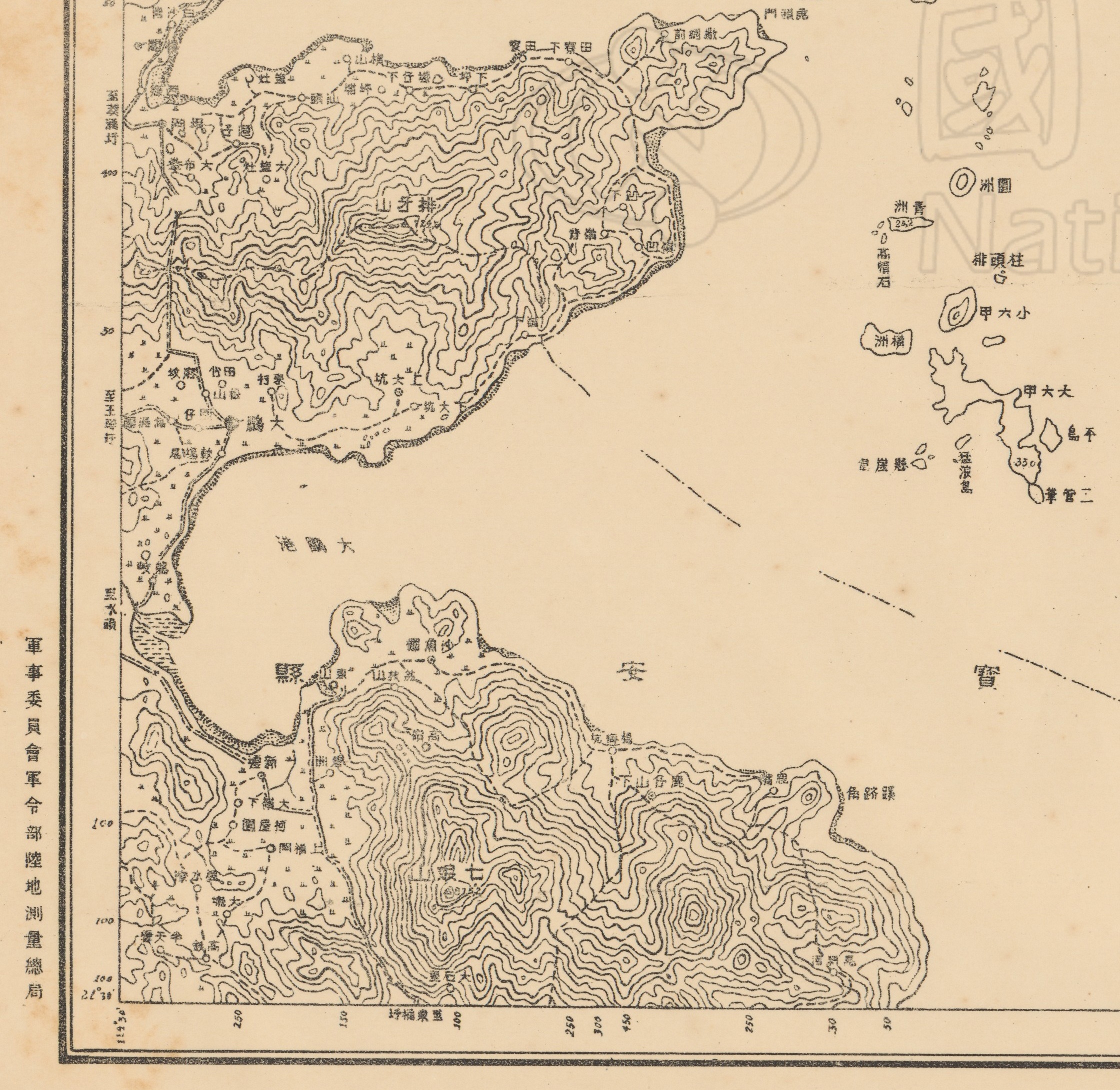 十萬分一廣東省地形圖（CMS L100-81）平海（局部）|1930|軍事委員會軍令部陸地測量總局|國立臺灣大學圖書館